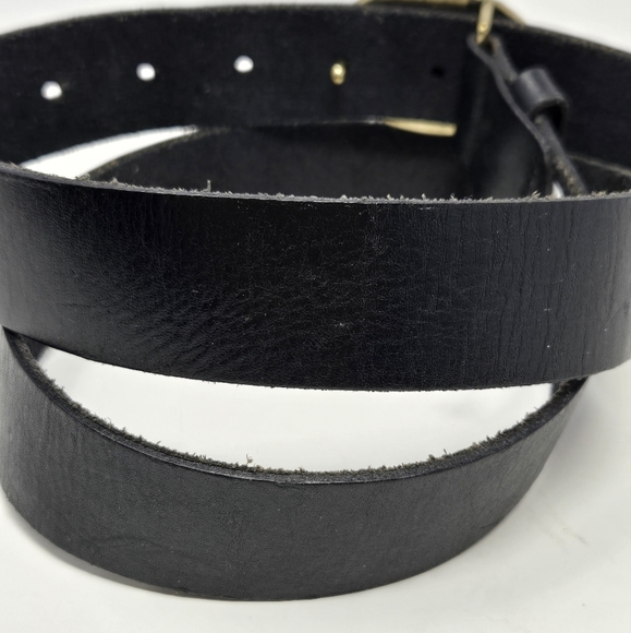 AMERICAN EAGLE BLACK LEATHER BELT EMBELLISHED BLACK RHINESTONE BUCKLE WOMEN S - Picture 3 of 14